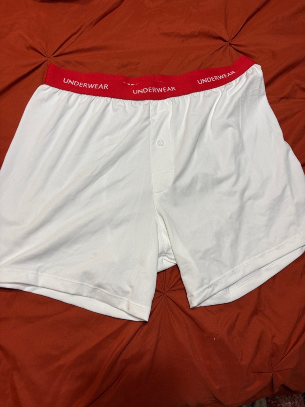 SHEIN White Boxers with Red Elastic Waistband